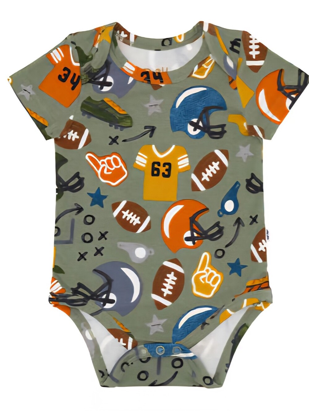 Little Sleepies "Touchdown Time" Football Bamboo Bodysuit Onesie 6-12 Months HTF